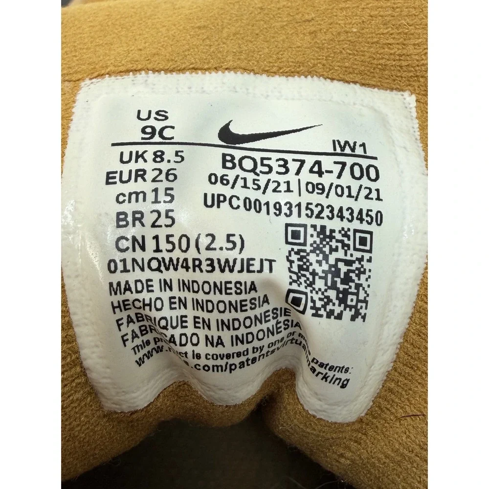 Nike Manoa LTR Kids Boots Wheat Tan Brown High Top Sneakers BQ5374-700 Size 9C